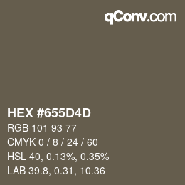 颜色代码: HEX #655D4D | qconv.com