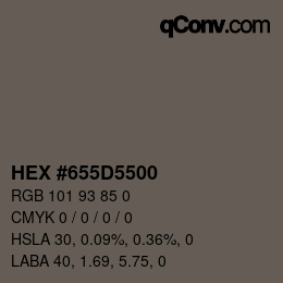 Color code: HEX #655D5500 | qconv.com