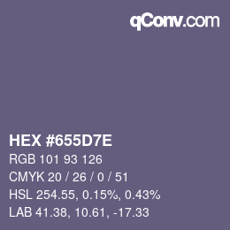 Color code: HEX #655D7E | qconv.com