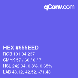 Farbcode: HEX #655EED | qconv.com