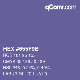 颜色代码: HEX #655F9B | qconv.com