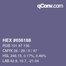 Color code: HEX #656188 | qconv.com