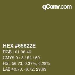 Color code: HEX #65622E | qconv.com