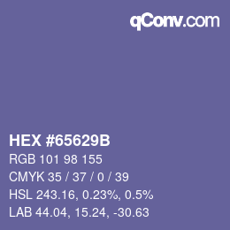 Color code: HEX #65629B | qconv.com
