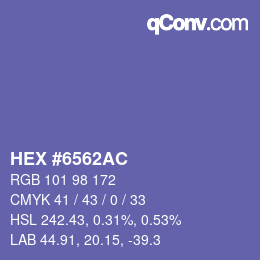 颜色代码: HEX #6562AC | qconv.com
