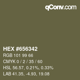 カラーコード: HEX #656342 | qconv.com
