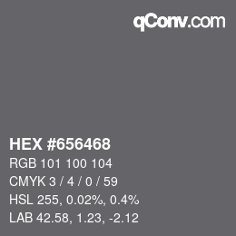 颜色代码: HEX #656468 | qconv.com