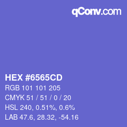 颜色代码: HEX #6565CD | qconv.com
