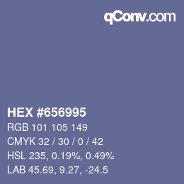颜色代码: HEX #656995 | qconv.com