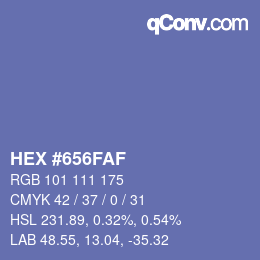 Color code: HEX #656FAF | qconv.com