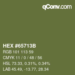 Color code: HEX #65713B | qconv.com