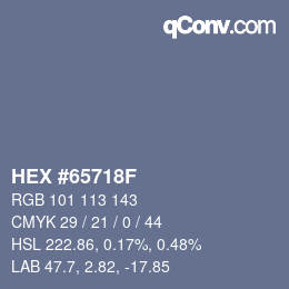 カラーコード: HEX #65718F | qconv.com
