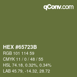 Color code: HEX #65723B | qconv.com