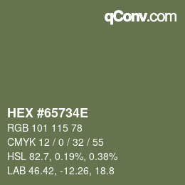Color code: HEX #65734E | qconv.com