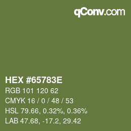 Color code: HEX #65783E | qconv.com