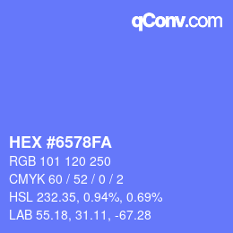 Color code: HEX #6578FA | qconv.com