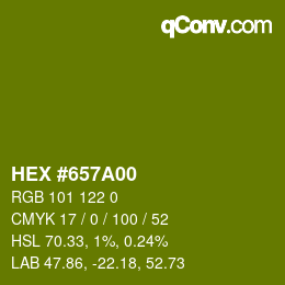 Color code: HEX #657A00 | qconv.com