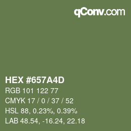 カラーコード: HEX #657A4D | qconv.com