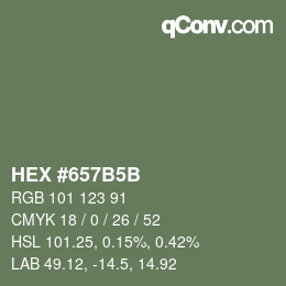 Color code: HEX #657B5B | qconv.com