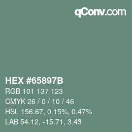 カラーコード: HEX #65897B | qconv.com