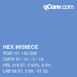 Color code: HEX #658ECE | qconv.com