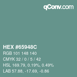 Color code: HEX #65948C | qconv.com