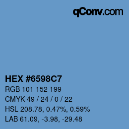 Farbcode: HEX #6598C7 | qconv.com
