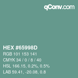 カラーコード: HEX #65998D | qconv.com