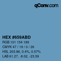 Color code: HEX #659ABD | qconv.com