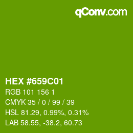 颜色代码: HEX #659C01 | qconv.com