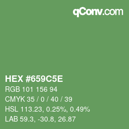 Farbcode: HEX #659C5E | qconv.com