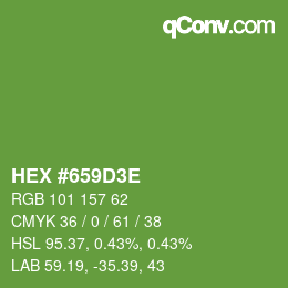 Color code: HEX #659D3E | qconv.com
