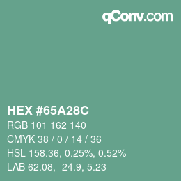 カラーコード: HEX #65A28C | qconv.com