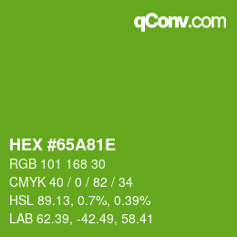 Color code: HEX #65A81E | qconv.com