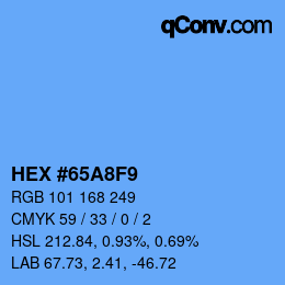 Color code: HEX #65A8F9 | qconv.com
