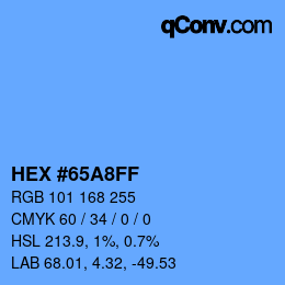 カラーコード: HEX #65A8FF | qconv.com