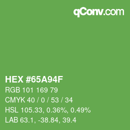 Color code: HEX #65A94F | qconv.com