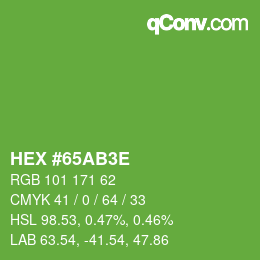 Color code: HEX #65AB3E | qconv.com