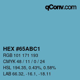 カラーコード: HEX #65ABC1 | qconv.com