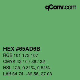 Color code: HEX #65AD6B | qconv.com