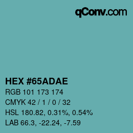 Código de color: HEX #65ADAE | qconv.com