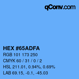Color code: HEX #65ADFA | qconv.com