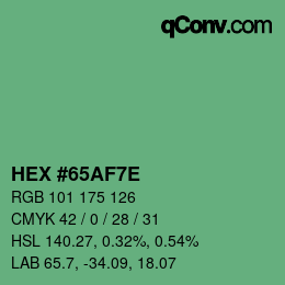 Color code: HEX #65AF7E | qconv.com