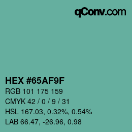 Color code: HEX #65AF9F | qconv.com
