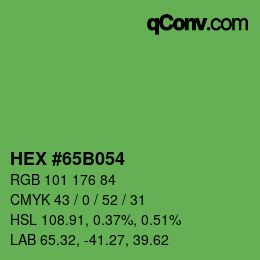 颜色代码: HEX #65B054 | qconv.com