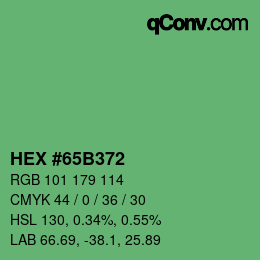 Farbcode: HEX #65B372 | qconv.com