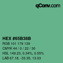 Farbcode: HEX #65B38B | qconv.com