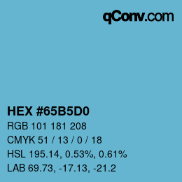 カラーコード: HEX #65B5D0 | qconv.com