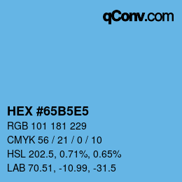 Código de color: HEX #65B5E5 | qconv.com