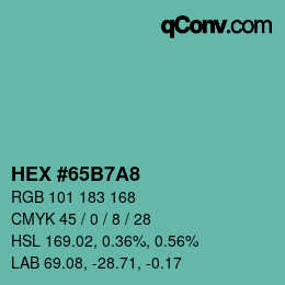 カラーコード: HEX #65B7A8 | qconv.com